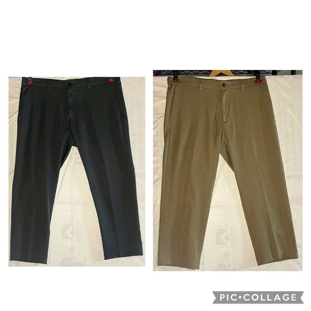 Haggar Golf Business Pants Mens 38X29 Cool 18 Pro Straight Fit Flat Front Khaki